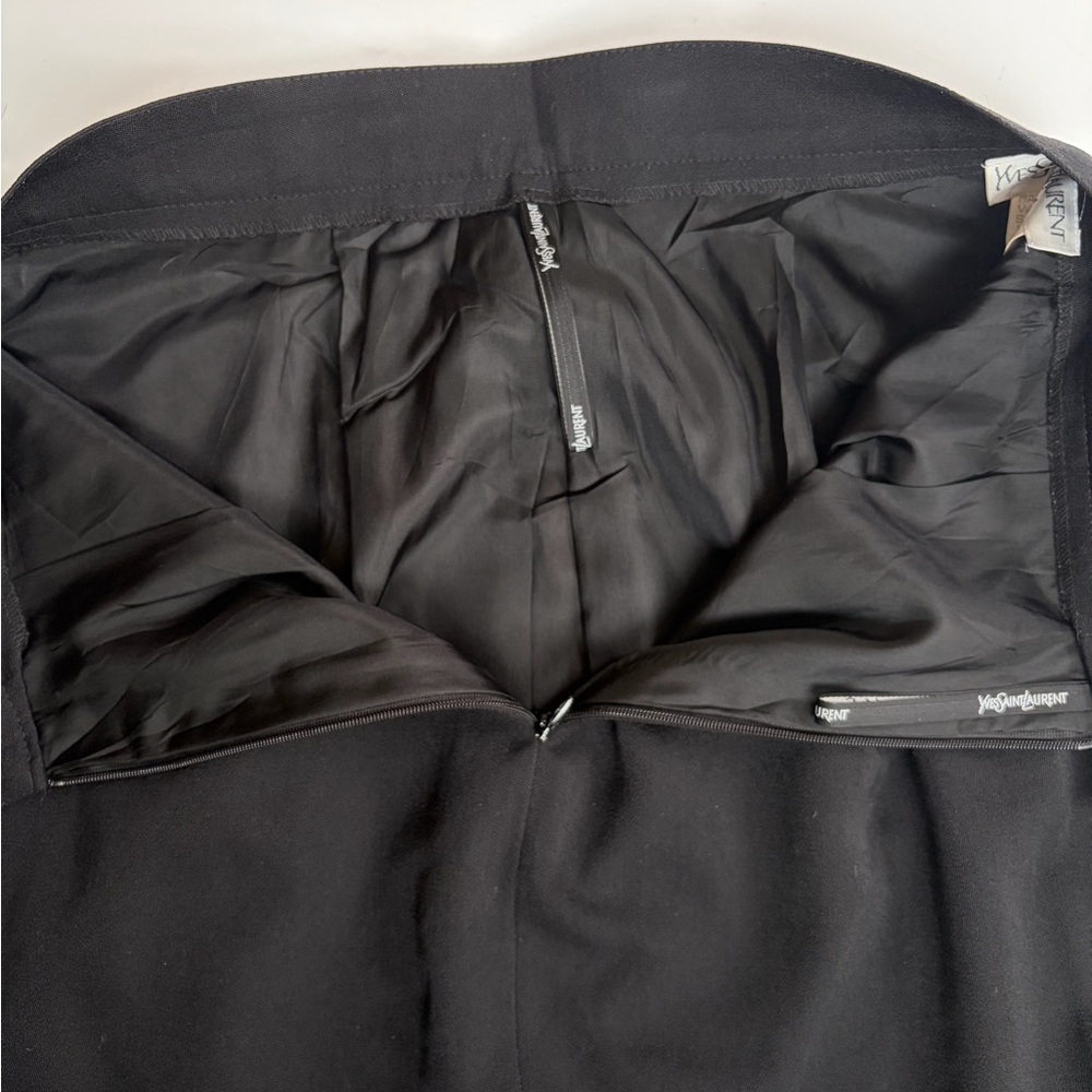 Vintage Yves Saint Laurent Wool Skirt Black Made France US 8 - Picture 2 of 12